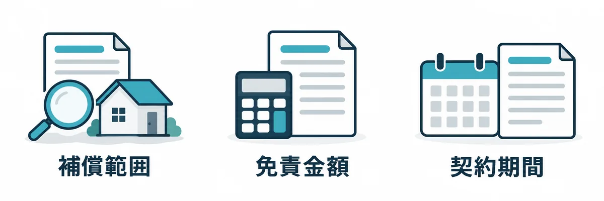 火災保険の契約で確認する補償範囲、免責金額、契約期間