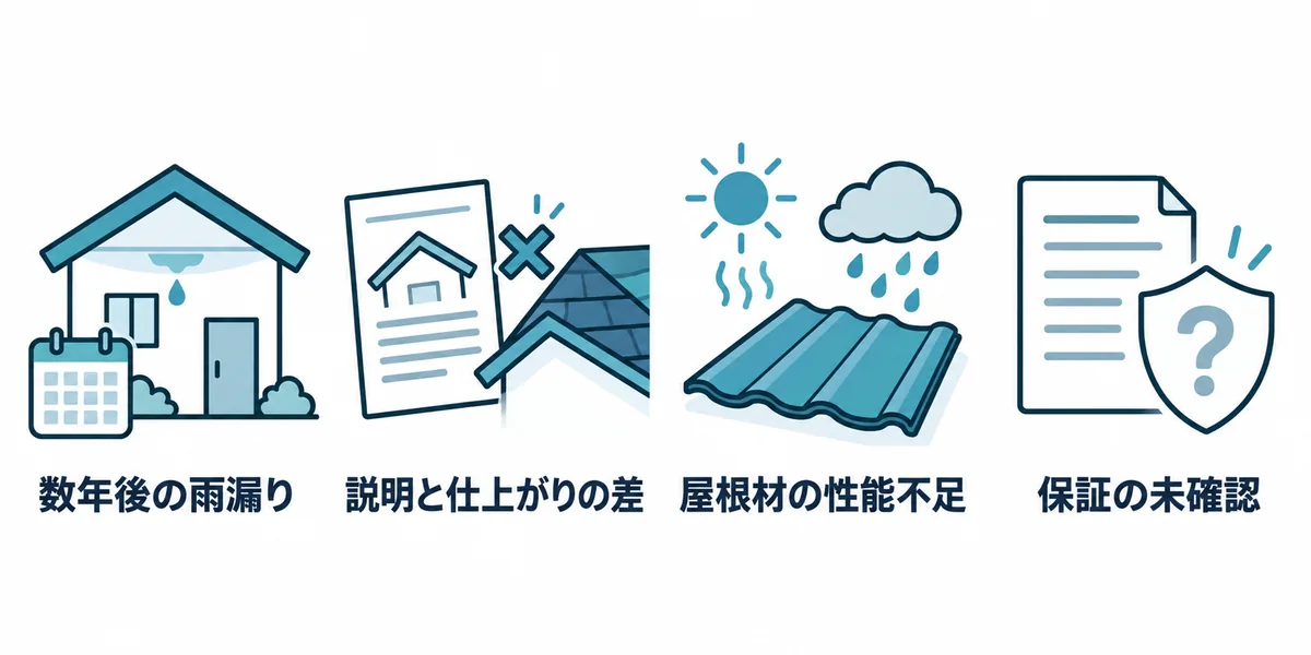 屋根カバー工法で後悔した人に多い雨漏り・説明との差・屋根材の性能・保証の未確認