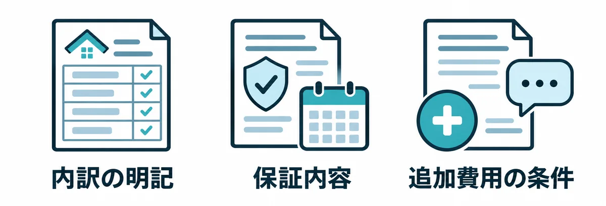 葺き替えの見積もりで確認する内訳の明記・保証内容・追加費用の条件