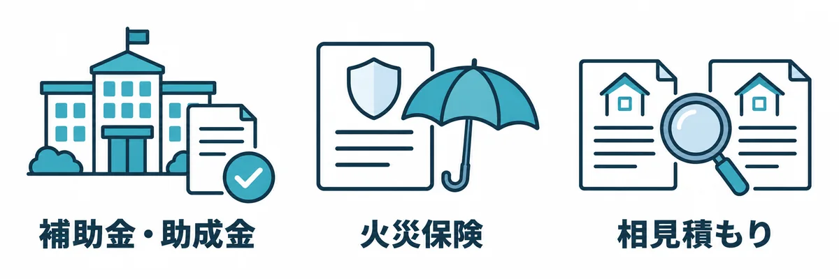 葺き替え費用を抑える方法である補助金や助成金・火災保険・相見積もり